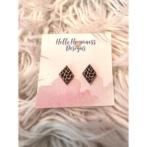 Hello Happiness Leopard Print Stud Earrings Hypoallergenic & Nickel-Free
